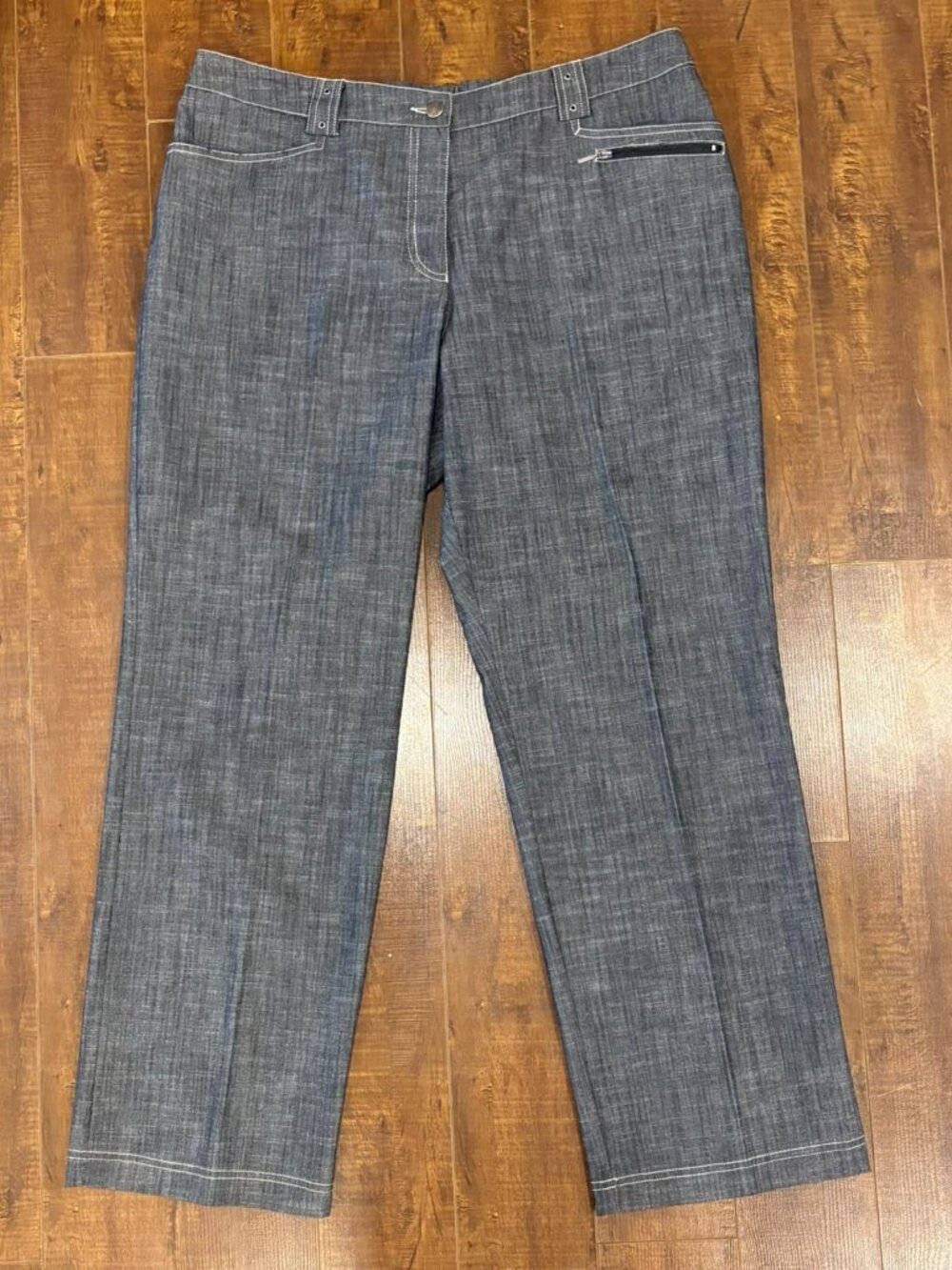 Collection Miss Alliage 2-Pc Denim Suit Set Blazer Wide Leg Pants size 18 - Picture 3 of 16